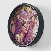 パープルヘアフェアリーエンジェルファンタジーアート 壁時計 (傾斜)