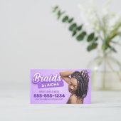 パープルヘアブレイディングサロンブレイダーアフリカブレイド 名刺 (スタンド正面)