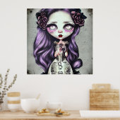 パープルヘアヴィンテージ人形 ポスター (キッチン)