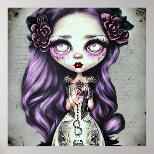 パープルヘアヴィンテージ人形 ポスター (正面)