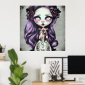 パープルヘアヴィンテージ人形 ポスター (ホームオフィス)