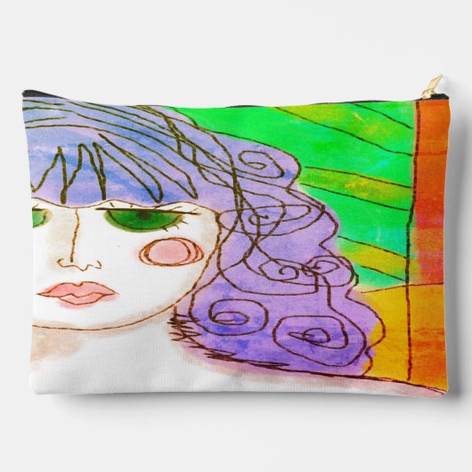 パープルヘア抽象芸術 アクセサリーポーチ (裏面)