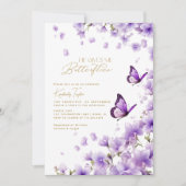 パープルヘイ与えミー蝶ブライダルシャワー 招待状 (正面)