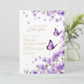 パープルヘイ与えミー蝶ブライダルシャワー 招待状 (スタンド正面)