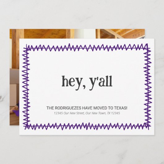 パープルヘイY'all -テキサス州へ移動 案内状 (正面/裏面)