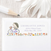 パープルヘッジホッグフローラベビーシャワー差出人住所 ラベル (インサイチュ)