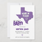 パープルヘリンボーン作りテキサス州フォトベビー 案内状 (正面)