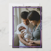 パープルヘリンボーン作りテキサス州フォトベビー 案内状 (裏面)