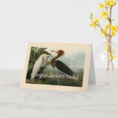 パープルヘロンオードボンバードワイルドライフ絵画ズ カード (黄色い花)