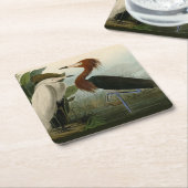 パープルヘロンオードボンバードワイルドライフ絵画ズ スクエアペーパーコースター (アングル)