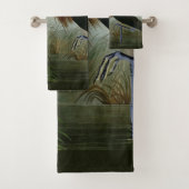 パープルヘロンオードボンバードワイルドライフ絵画ズ バスタオルセット (インサイチュ)