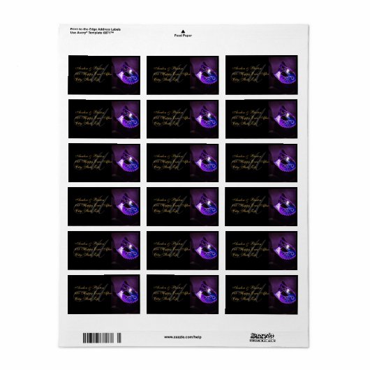 パープルベネチアンマスカレードマスク住所 シール (フルシート)