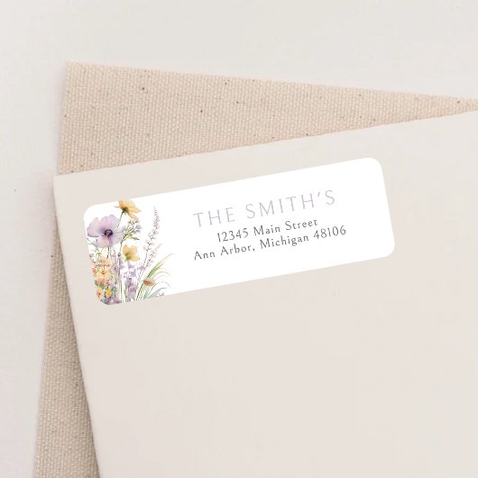 パープルベビーイン開花フローラシャワー差出人住所 ラベル