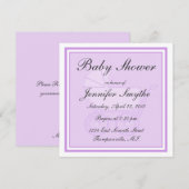 パープルベビーカー ベビーシャワー招待状 招待状 (正面/裏面)