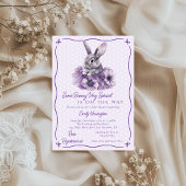 パープルベビーシャワーおめでとう Some Bunny Is On The Way 招待状