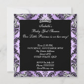 パープルベビーシャワーガールプリンセスティアラブラックレース 招待状 (裏面)