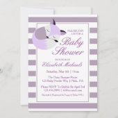 パープルベビーシャワーキツネ 招待状 (正面)