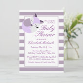 パープルベビーシャワーキツネ 招待状 (スタンド正面)