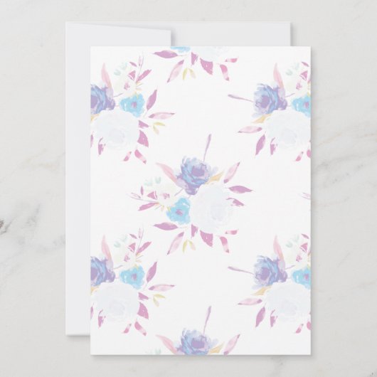 パープルベビーシャワー招待状フローラ水彩 招待状 (裏面)