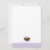 パープルベビーバードネストベビーシャワー招待状 招待状 (裏面)
