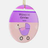 パープルベビー乳母車初めてのクリスマスオーナメント セラミックオーナメント (右)
