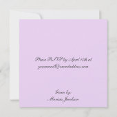 パープルベビー台車ベビーシャワー招待状 招待状 (裏面)