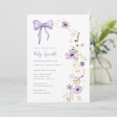 パープルベビー散水ワイルドフラワーパーティの招待状 招待状 (スタンド正面)