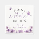 パープルベビー蝶が彼女の方法の赤ちゃんシャワー スタンダードカクテルナプキン (正面)