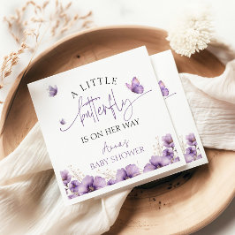パープルベビー蝶が彼女の方法の赤ちゃんシャワー スタンダードカクテルナプキン