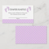 パープルベビー足ベビーシャワーおむつラッフルチケット エンクロージャーカード (正面/裏面)