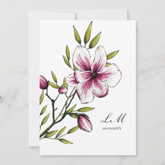 パープルベリエレガントーウォーターカラーフローラクイセアニラ 招待状 (裏面)