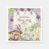 パープルベリーファースト妖精ファースト誕生日 スタンダードカクテルナプキン (正面)