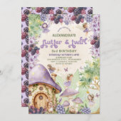 パープルベリーフラッター&トゥウィル妖精3rd誕生日 招待状 (正面/裏面)