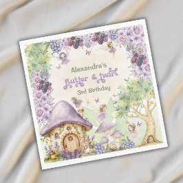パープルベリー Flutter & Twirl フェアリー 3歳の誕生日 スタンダードランチョンナプキン