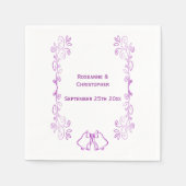 パープルベルズスクロールワークウェディングレセプション スタンダードカクテルナプキン (正面)