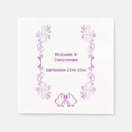 パープルベルズスクロールワークウェディングレセプション スタンダードカクテルナプキン