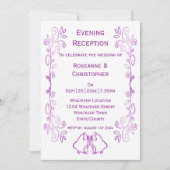 パープルベルズスクロールワークウェディングレセプション 招待状 (正面)