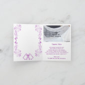 パープルベルズスクロールワーク結婚デザイン サンキューカード (内部)