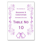 パープルベルズスクロールワーク結婚デザイン テーブルナンバー (裏面)