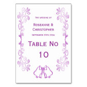 パープルベルズスクロールワーク結婚デザイン テーブルナンバー (正面)