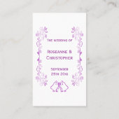 パープルベルズスクロールワーク結婚デザイン プレイスカード (裏面)