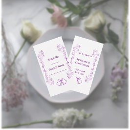 パープルベルズスクロールワーク結婚デザイン プレイスカード