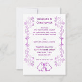 パープルベルズスクロールワーク結婚デザイン 招待状 (正面)