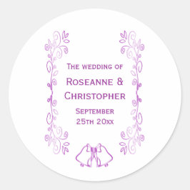 パープルベルズスクロール結婚ワークのデザイン ラウンドシール