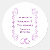 パープルベルズスクロール結婚ワークのデザイン ラウンドシール (正面)