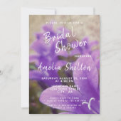 パープルベルフラワーズフローラブライダルシャワー 招待状 (正面)