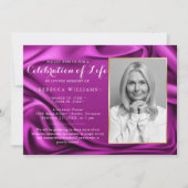 パープルベルベエレガントット人生の写真お祝い 招待状 (正面)