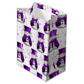 パープルベルベットのクリスマスのエレガント雪だるま ミディアムペーパーバッグ (正面アングル)