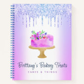 パープルベーカリーケーキグリッタードリップスパストリーデザート ノートブック (正面)