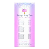 パープルベーカリーケーキグリッタードリップス生地シェフメニュー ラックカード (正面)